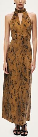 Nocturne Printed Halter-Neck Maxi Dress in Multi-Colored at Nordstrom, Size X-Large Eu