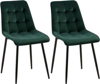 Clp Clp - Lote De 2 Sillas De Comedor Funda De Terciopelo Gifford Verde Terciopelo