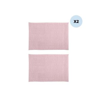 MSV Juego De 2 Alfombras De Ba&ntilde;o Chenille De Microfibra 40x60 Cm Rosa Pastel Msv