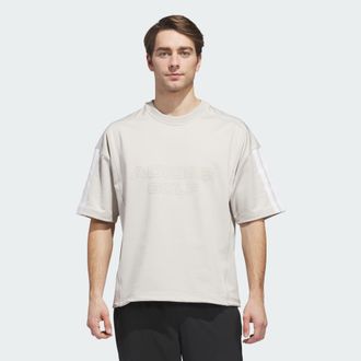 adidas adidas Performance Mens BEYOND GRAPHIC SHORT SLEEVE CREWNECK Sweatshirt - Beige - Size X-Large