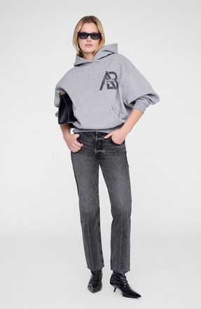 Anine Bing Letterman Jaci Hoodie in Medium Heather Grey at Nordstrom, Size X-Small