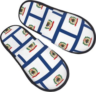 Generic West Virginia State Flag Men Women Slippers Slip On Shoes Non-Slip House Shoes For Bedroom Winter Outdoor M