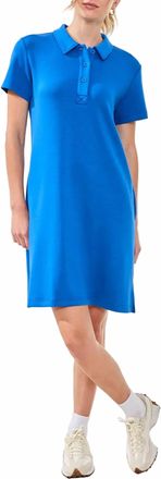 Tribal Techno Lux Scuba Short Sleeve Polo Dress In Turkishsea