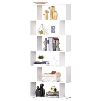 HOMCOM Homcom - Libreria Moderna Con 6 Ripiani In Legno Casa E Ufficio 80x24x191cm Bianco