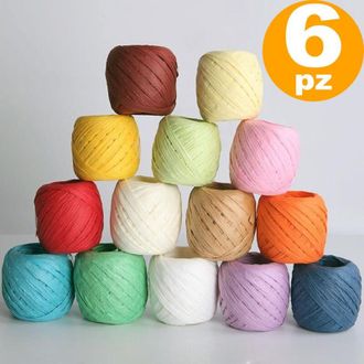 Trade Shop Trade Shop - Set 6pz Cavo Rafia Gomitoli Nastro Corda Filo Per Fiore Fioraio Bomboniere Regali