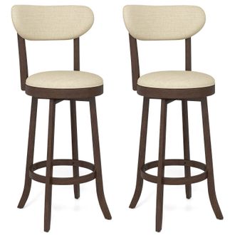 Costway Costway 77CM Counter Height Chairs Set of 2 Swivel High Stool in Beige