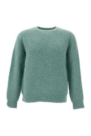 Sunflower Aqua Green Brushed Rib-Knit Alpaca-Blend Crewneck Sweater