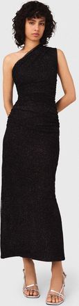 Maje Asymmetric Rhinestone Knit Dress - Black - Maje