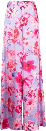 Pinko floral-print high-waisted palazzo pants - women - Polyester - 42 - Purple