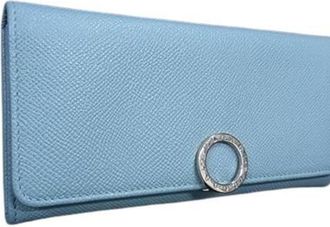 Bulgari Blue Leather Long Wallet (Bi-Fold) (Pre-Owned)