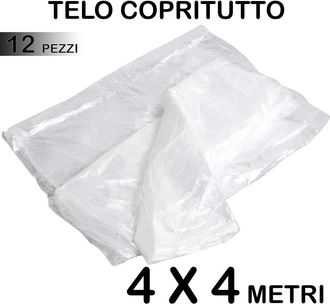 Trade Shop Trade Shop - Set 12 Telo Copritutto Multiuso Protegge Pavimenti Mobili Auto Sedie 4x4m