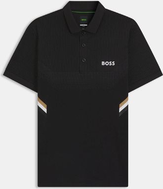 HUGO BOSS Mens Active Slim Fit Polo Shirt in Black - Size Medium