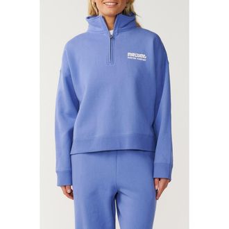 Rip Curl Surf Puff Logo Quarter Zip Sweatshirt in Mid Blue at Nordstrom, Size Xx-Large