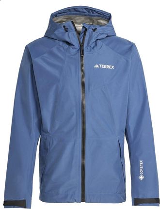 adidas Mens Gore Pac J Solid Patterned Rain Jacket with Zipped Pocket in Blue - Size X-Small