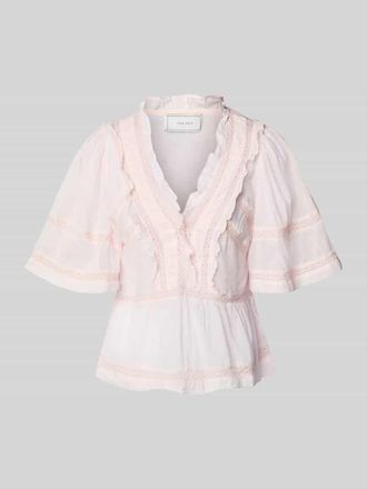 Neo Noir Neo Noir Regular Fit Bluse mit H&auml;kelspitze Modell Evienne in Pink, Gr&ouml;&szlig;e 40