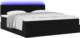 vidaXL Estructura De Cama Otomana Colchones Terciopelo Negro 200x200cm Vidaxl