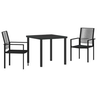 Berkfield Home 3 Piece Garden Dining Set Black PVC Rattan