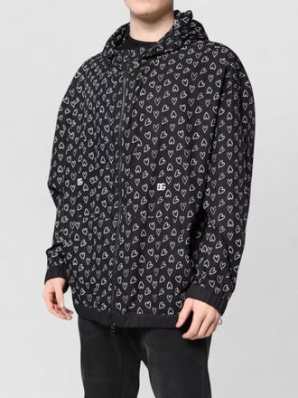 Dolce & Gabbana heart print hooded windbreaker jacket