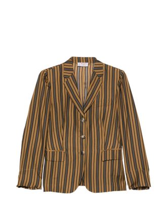Alberto Biani Womens Striped Silk Blazer Jacket