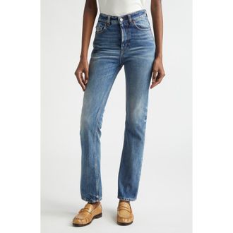 Saint Laurent 90s High Waist Slim Fit Jeans in 50S Blue at Nordstrom, Size 28