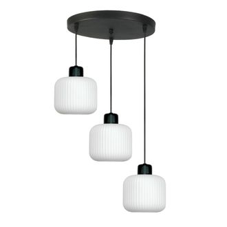 OEM L&aacute;mpara De Techo Colgante Negra Con Pantalla De Cristal Blanco, Beka Bianco 14-962