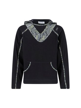 Kiko Kostadinov Black Gizi V-Neck Rhinestone Cotton Hoodie