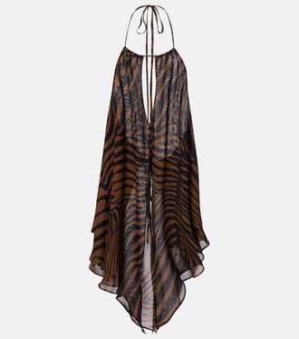 Blumarine Printed asymmetric halterneck top