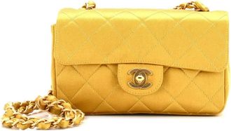 Chanel Classic Single Flap Bag Quilted Satin Mini crossbody bag - Goud