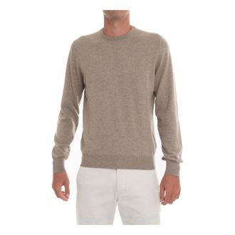 Gran Sasso Cashmere Knitwear, male, Beige, Size: 2XL Cashmere Slim Fit Round-Neck Pullover