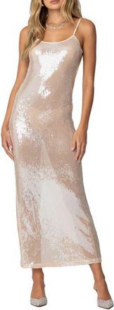 Edikted Sheer Sequin Slipdress in Light-Pink at Nordstrom, Size X-Small