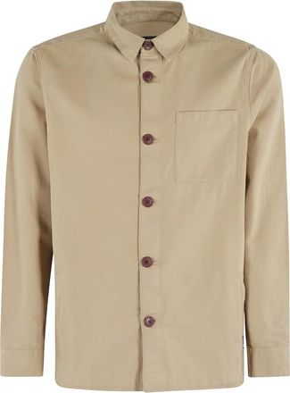 Barbour Light Jackets, male, Brown, Size: XL Stone Cotton Overshirt Jacket