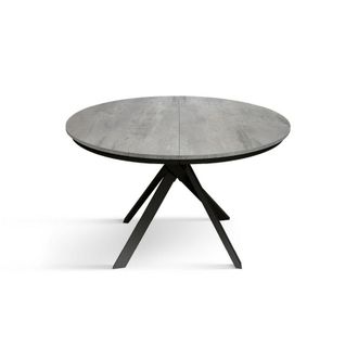 Konte Design Mesa redonda gris cemento, patas de metal antracita 120-170cm
