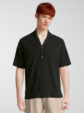 Djab Mens Solid crinkled camp shirt