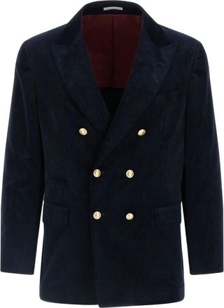 Brunello Cucinelli corduroy button blazer - Blue