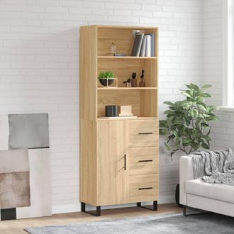 vidaXL Vidaxl - Aparador Alto Madera Contrachapada Color Roble 69,5x34x180 Cm