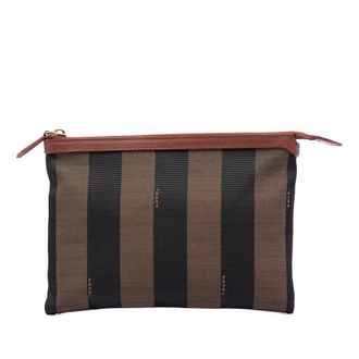 Fendi Pre-owned Fendi Pequin Canvas Clutch Ladies 8N0100-F85-138-2384