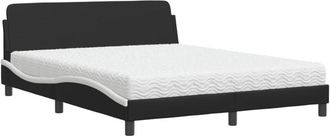 vidaXL Vidaxl - Cama Con Colch&oacute;n Cuero Sint&eacute;tico Negro Y Blanco 160x200 Cm
