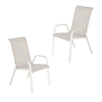 ED&Egrave;N JARD&Iacute; Pack 2 sillones de jard&iacute;n con textilene reforzado blanco envejecido