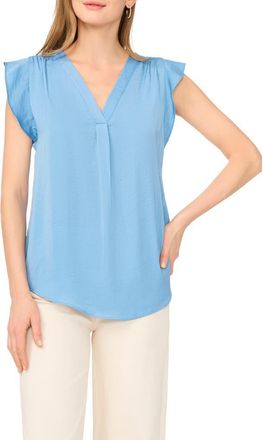 Vince Camuto Ruffle Sleeve Satin Top in Blue Shadow at Nordstrom Rack, Size X-Large