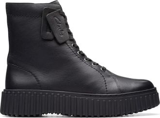 Clarks Torhill Rise Enkelboot - Dames - Veterlaarzen - Zwart - 36 EU - Leer - Schoenen