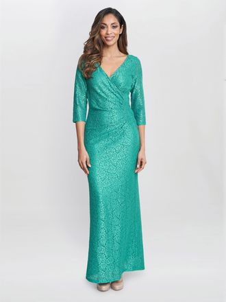 Gina Bacconi Womens Fearne Lace Wrap Maxi Dress - Green - Size 16 UK