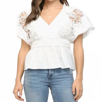 Fate Embroidered V Neck Top In White