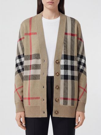 Burberry Cardigan in misto lana merino con motivo Vintage Check e scollo a V