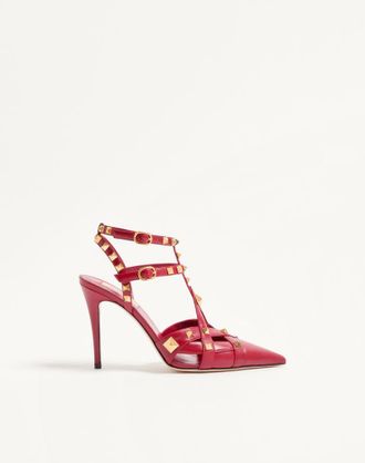 Valentino Garavani D&eacute;collet&eacute; Studdy In Capretto 100Mm Donna ROSSO 36.5
