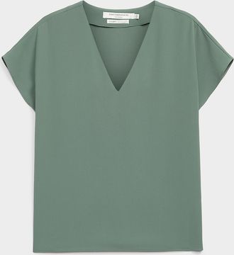Contemporaine Womens Cap-sleeve flowy blouse