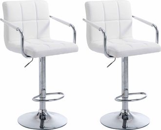 Clp Clp - Set De 2 Taburetes Lucy V2 En Simil Cuero Blanco Cromado