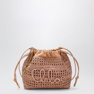 Chlo&eacute; Mini Summer Banana drawstring raffia bag in beige