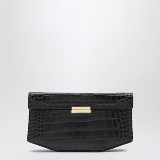 Toteme Clip croc-embossed leather shoulder bag in black