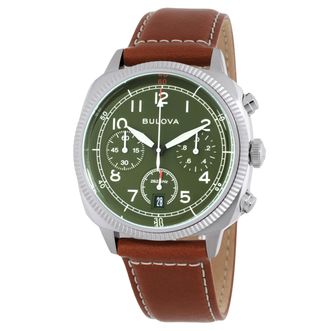 Bulova Military VWI Special Edition Chronograph Quartz Green Dial Mens Watch 96B482