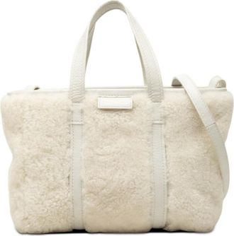 Balenciaga Pre-owned Balenciaga Small Shearling and Leather Barbes East West Shopper Tote Ladies LPCKT5DKLF645O9M